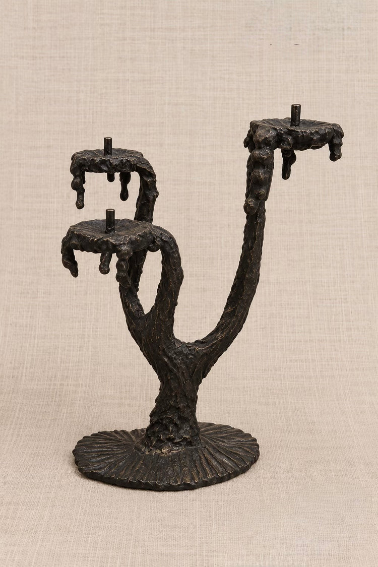 Brutalist Bronze Candelabra LB4-006