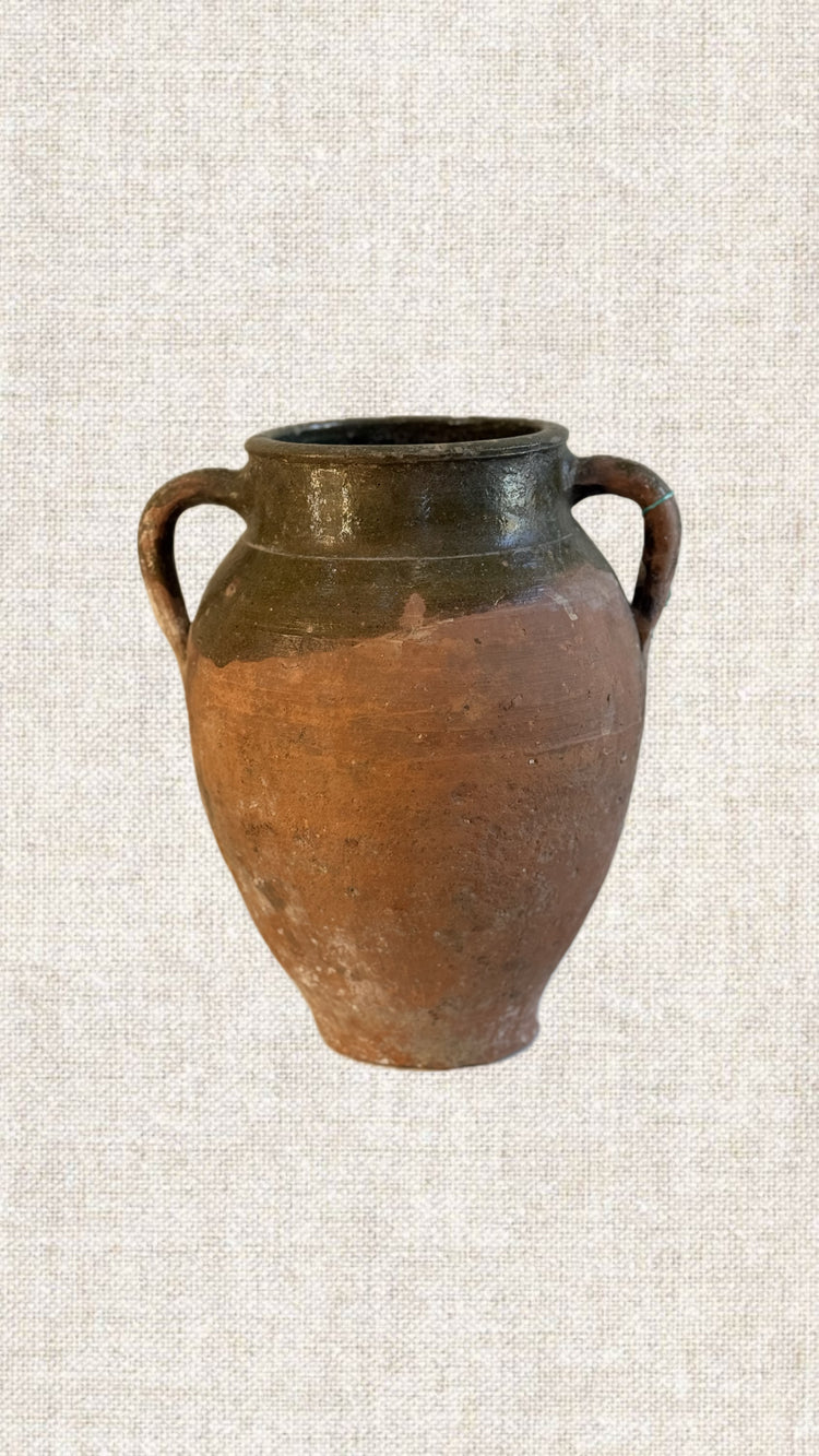 Two Handles Olive Glazed Pot T2-115