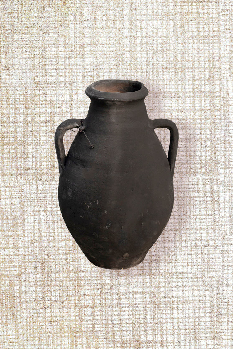Two handles black distressed  shabby-chic pot 181