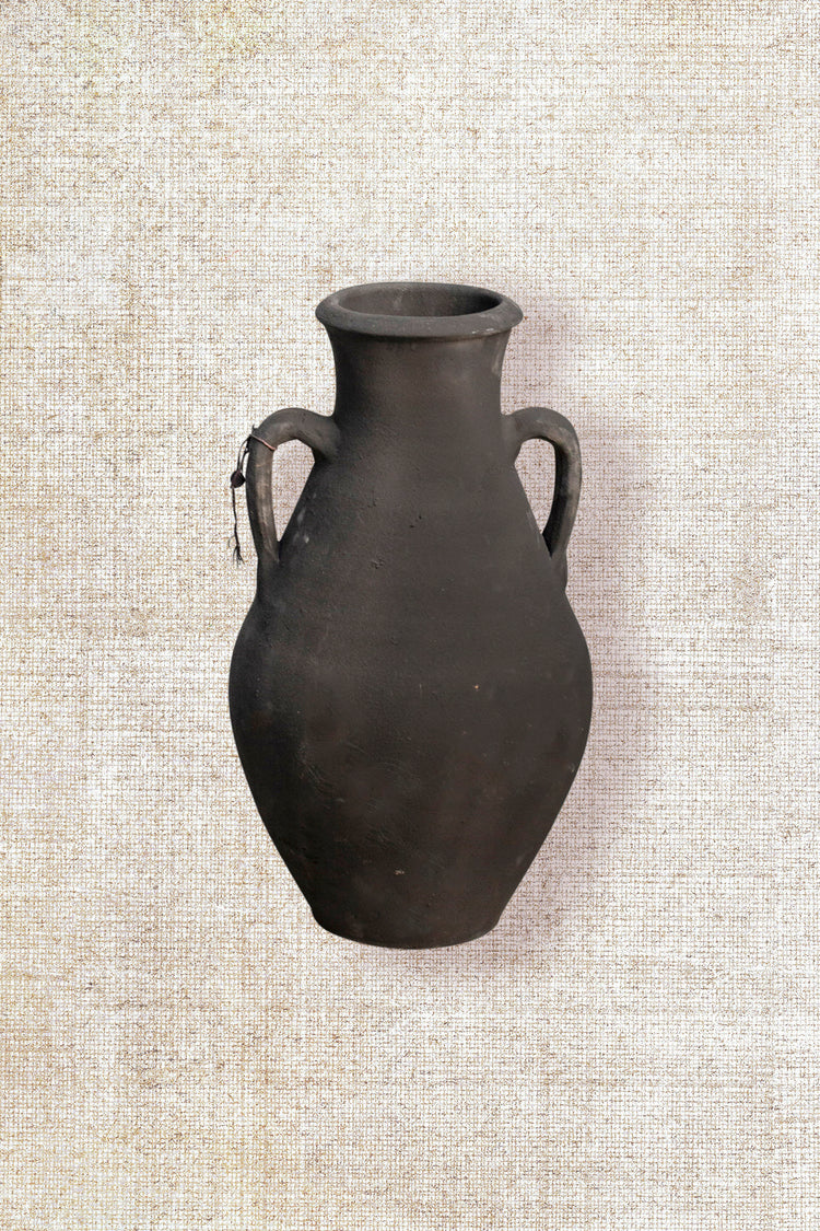 Two Handles Black distressed Vessel 006