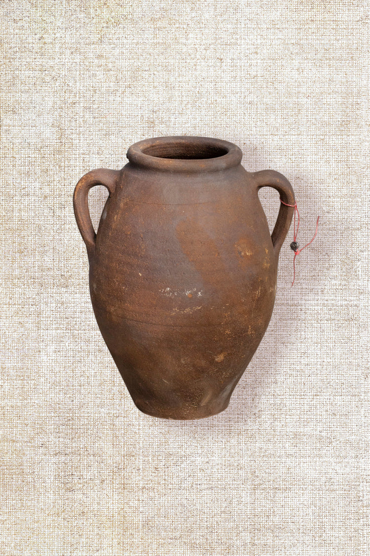 Two handles rustic brown vase - Small 202