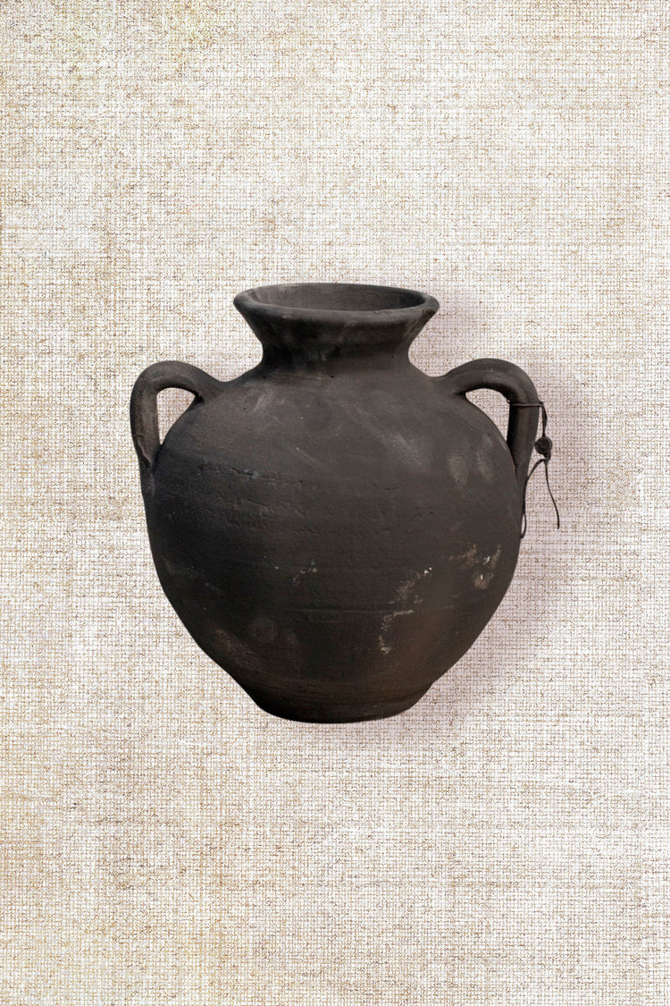 Black distressed two handles vases