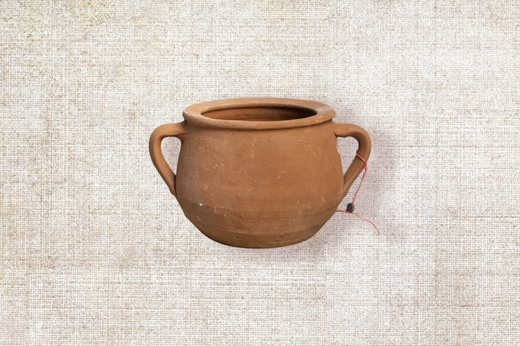 Two handles Terracota short vase 139