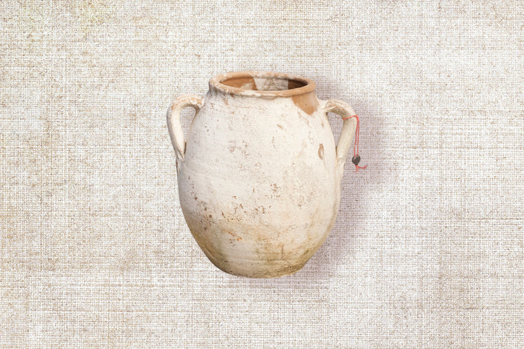 Two handles whitewashed vase 140