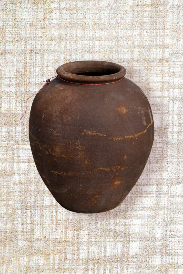 Round Mouth brown distressed Terracota vessel 165